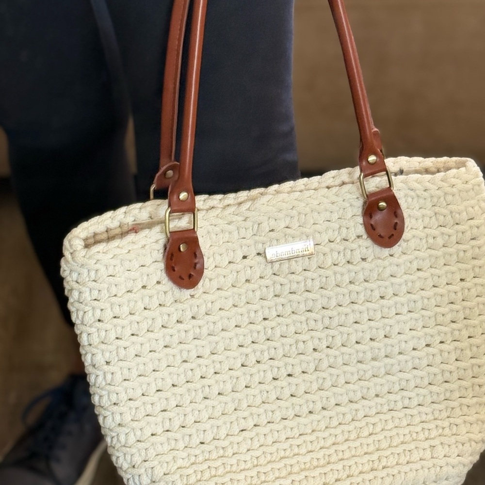 Handmade Cream Tote Bag